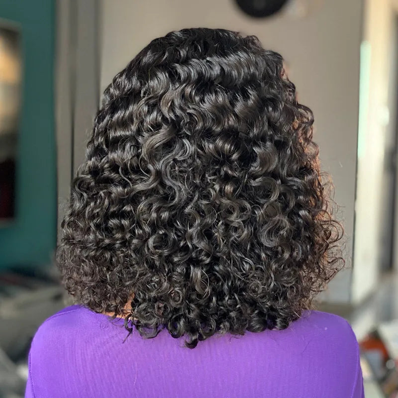 High Quality 12/14 Inch Water Wave Human Hair Wig 250% Density 13x4 Lace Frontal Natural Color for Voluminous and Glamorous Look