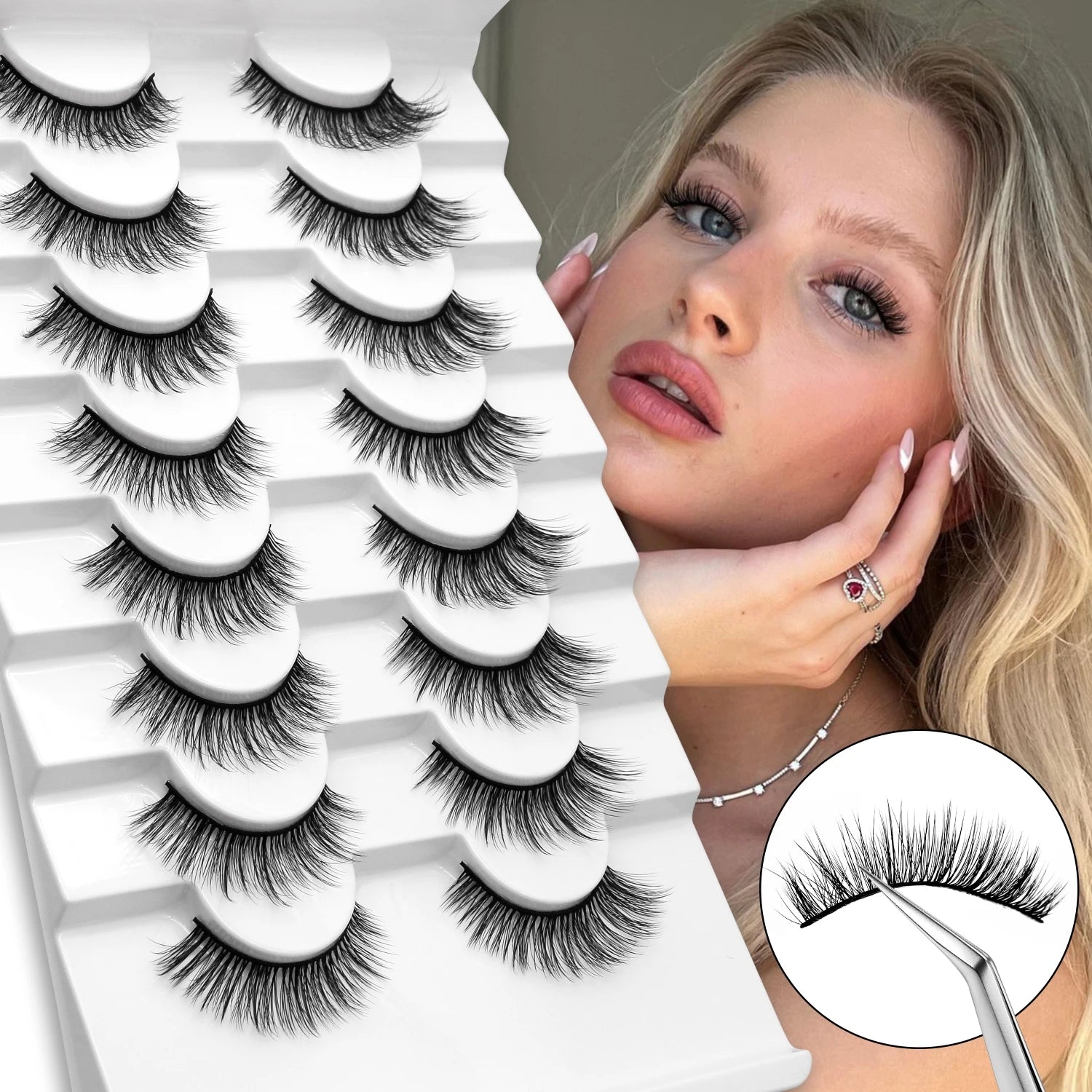 Veltrinay Lashes Mink False Eyelashes Natural Wispy Lashes Soft Faux Mink Lashes Plush False Lashes Makeup
