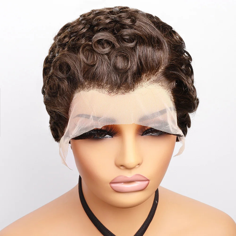 Curly Lace Frontal Wig 13x4 HD Lace Wig Human Hair Short Curly Human Hair Wigs 180% Density For Women