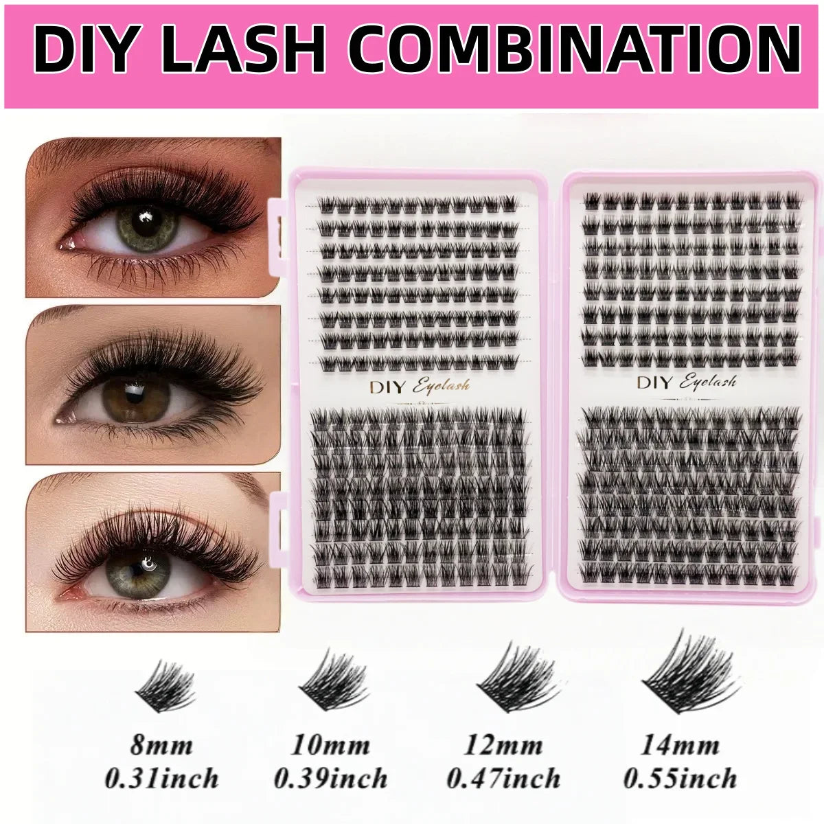 Lash Clusters DIY Extension Kit for Home, Waterproof Strong Hold Lash Bond & Seal with Tweezers