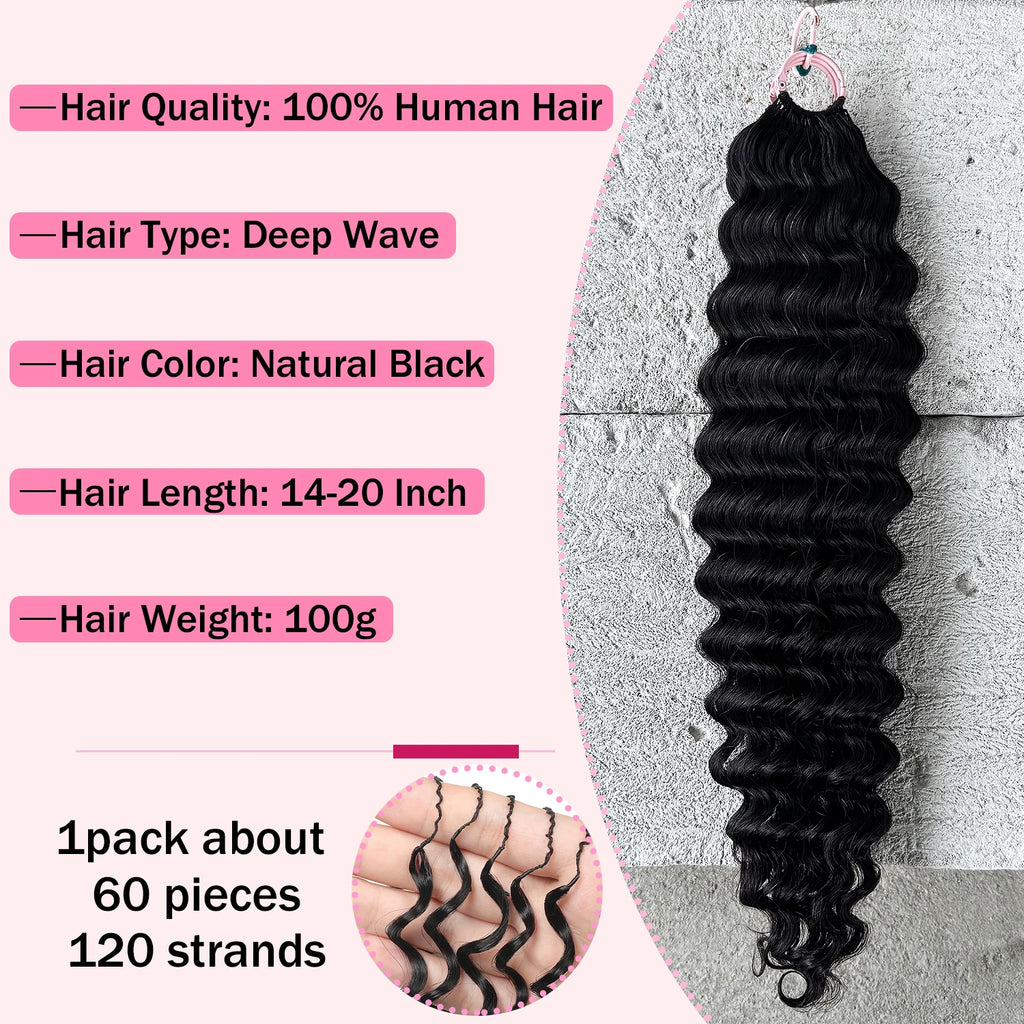 Feather Crochet Human Hair Pre-Separated Curly Bulk Hair for Braiding Human Hair Knotless Crochet Hair Extensions 14-18inch