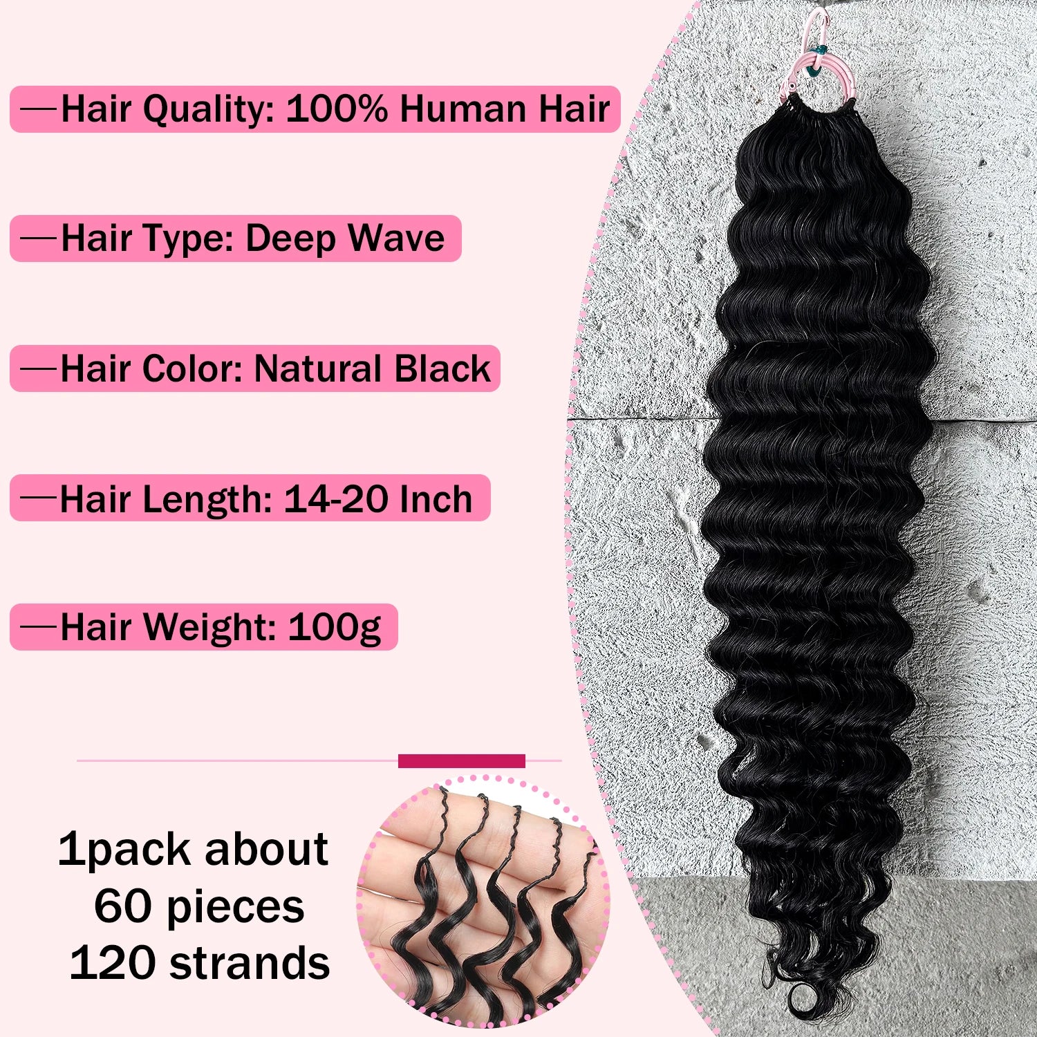 Feather Crochet Human Hair Pre-Separated Curly Bulk Hair for Braiding Human Hair Knotless Crochet Hair Extensions 14-18inch