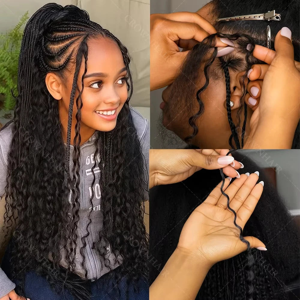 Feather Crochet Human Hair Pre-Separated Curly Bulk Hair for Braiding Human Hair Knotless Crochet Hair Extensions 14-18inch