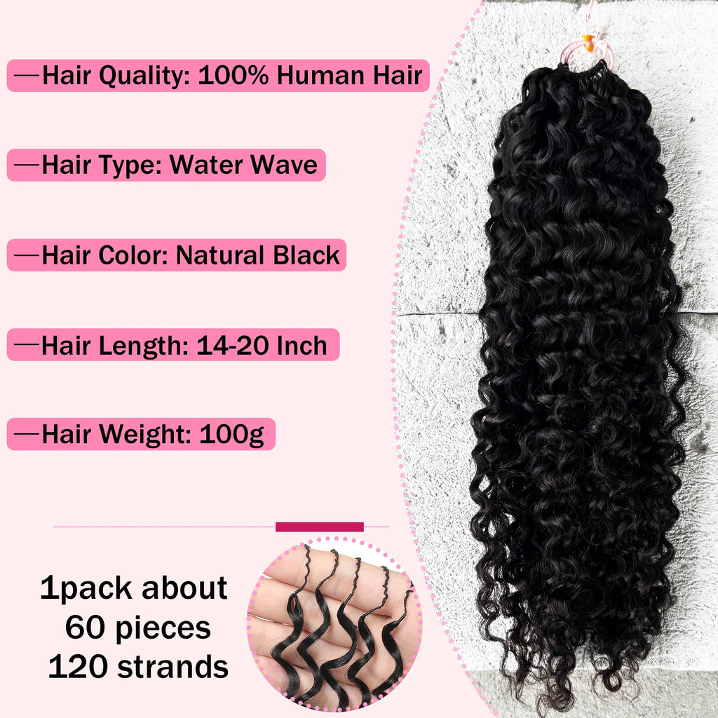 Feather Crochet Human Hair Pre-Separated Curly Bulk Hair for Braiding Human Hair Knotless Crochet Hair Extensions 14-18inch