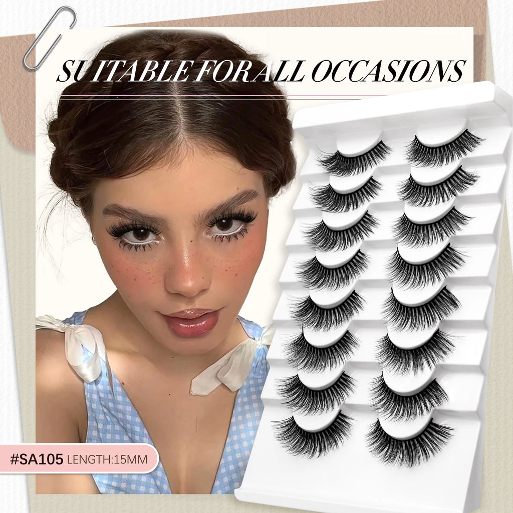 Veltrinay Lashes Mink False Eyelashes Natural Wispy Lashes Soft Faux Mink Lashes Plush False Lashes Makeup
