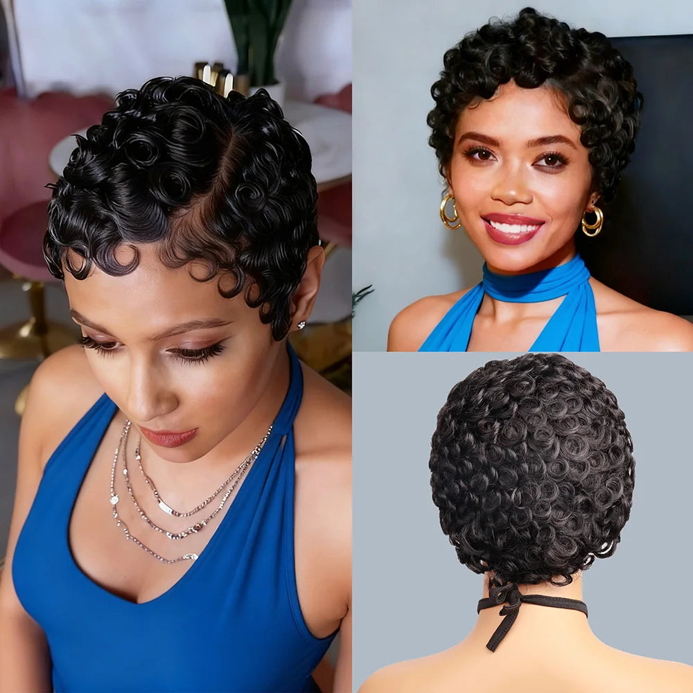 Curly Lace Frontal Wig 13x4 HD Lace Wig Human Hair Short Curly Human Hair Wigs 180% Density For Women