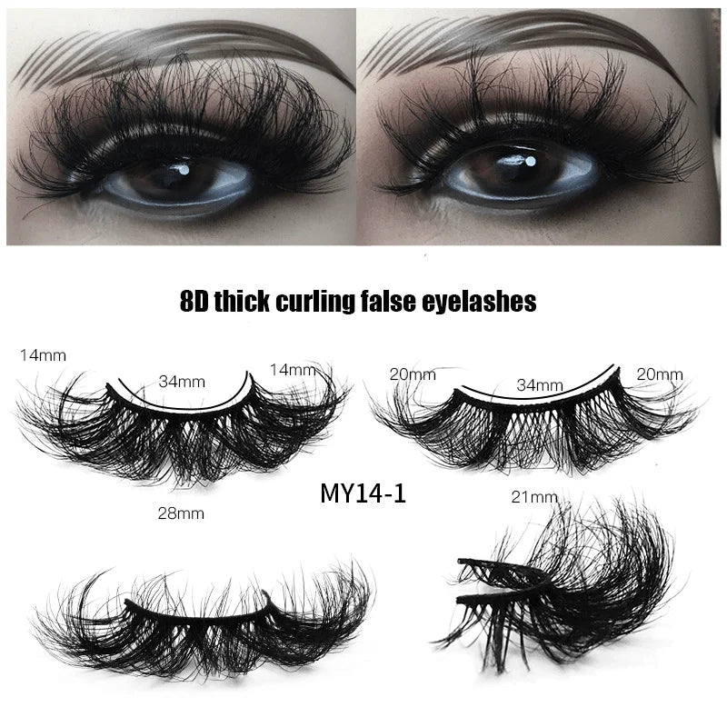 14 pairs of luxurious, voluminous false lashes - thick, natural-looking synthetic mink lashes, reusable for a perfect makeup loo
