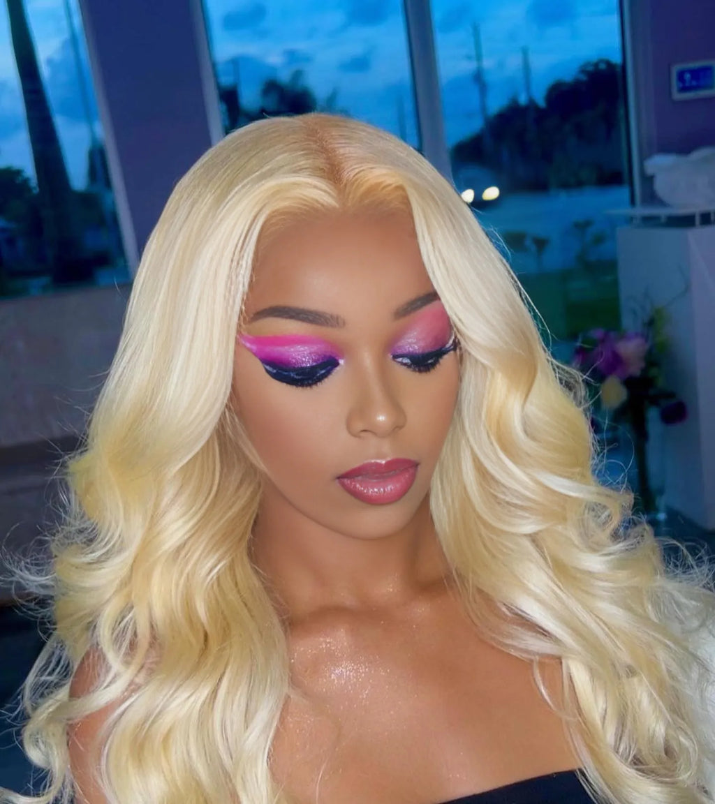 613 Hd Lace Frontal Wig 13x6 Body Wave Human Hair Wigs Brazilian 220 Density Pre Plucked Blonde Transparent Lace Front Wig 30 In
