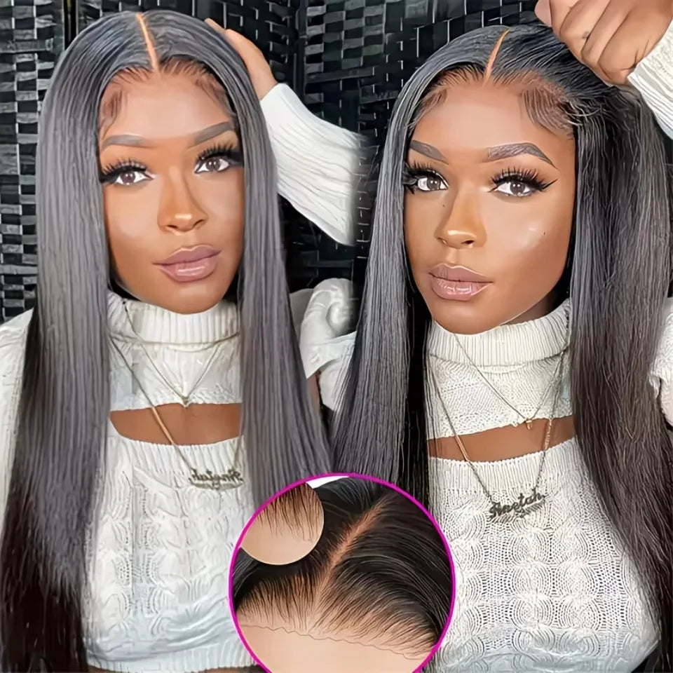 Wear and Go 5x5 HD Lace Closure Wigs Human Hair Glueless Wigs Human Hair Pre Plucked Pre Cut 200 Density Straight Human Hair Wig for Beginners with Baby Hair Natural Black