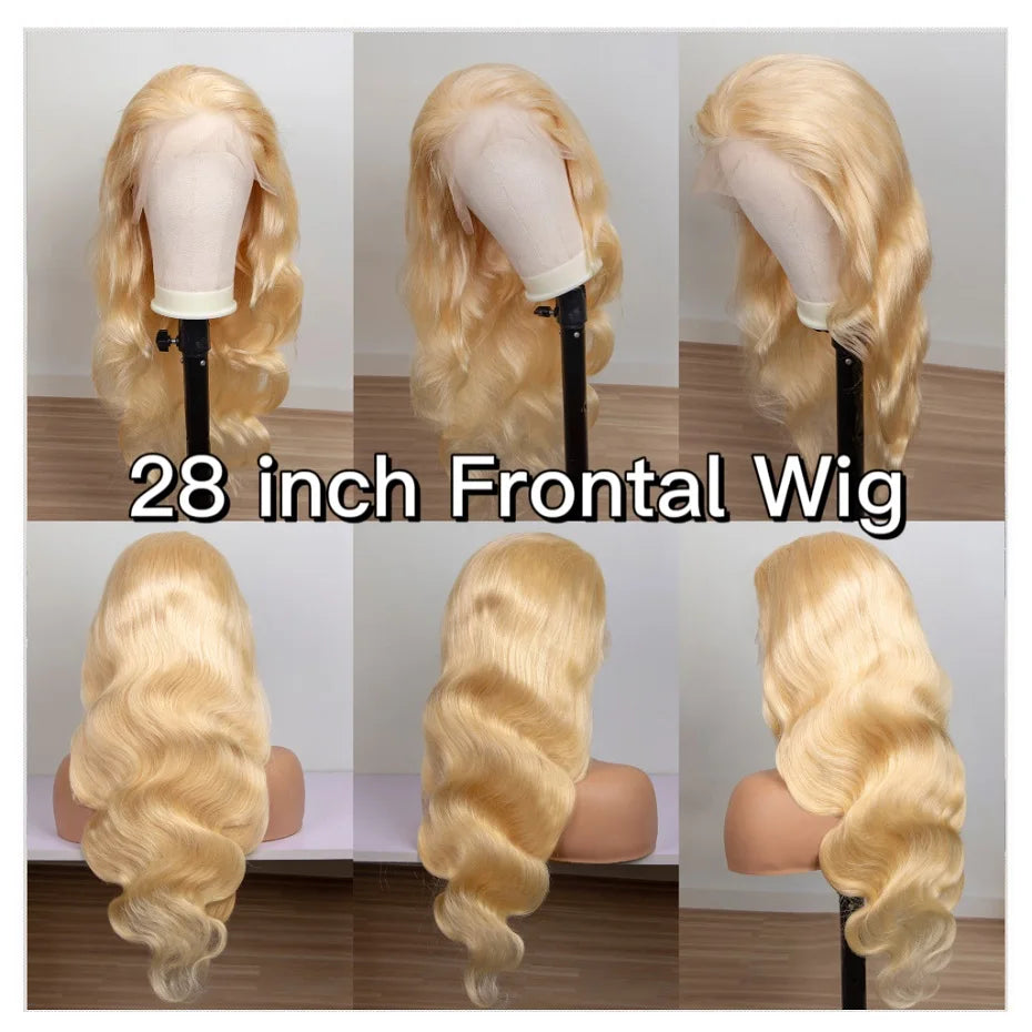 13x4 13x6 360 HD Transparent 613 Lace Frontal Wig Honey Blonde Color Brazilian Raw Body Wave Lace Front Human Hair Wig For Women